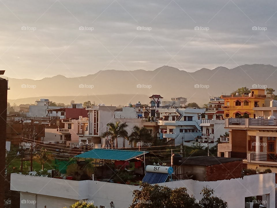 Wonderful view from my terrace with Mussoorie hills in the background