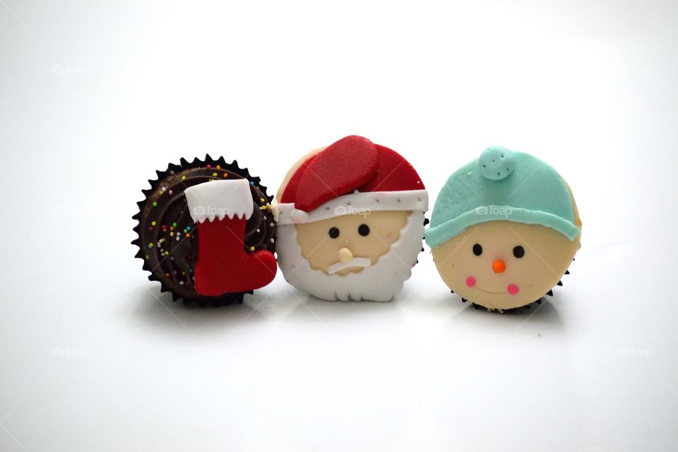 Santa , Santa Socks and Snowman cupcakes for Christmas Dinner 