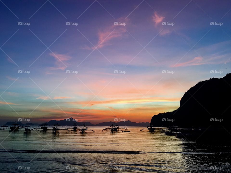 No filter needed. Sunset at Corong-Corong Bay, El Nido, Palawan Philippines 