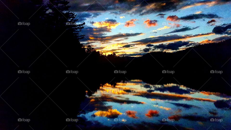 sunset on a pond