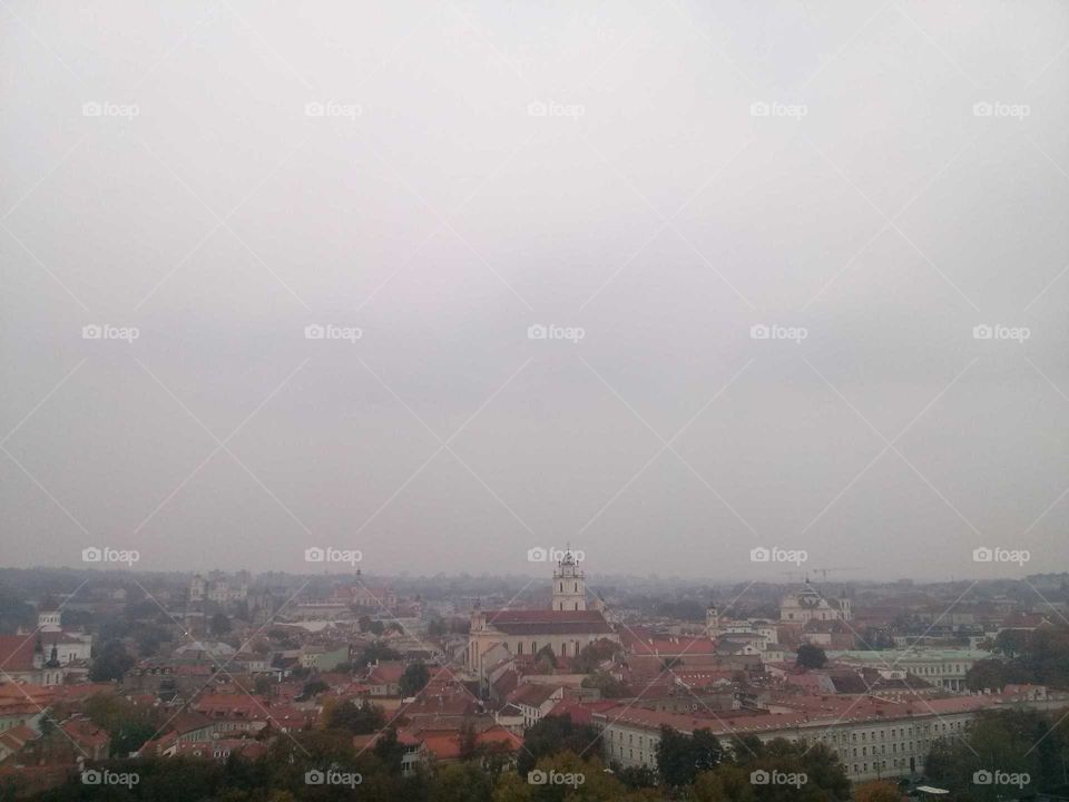 Vilnius oldtown in fog