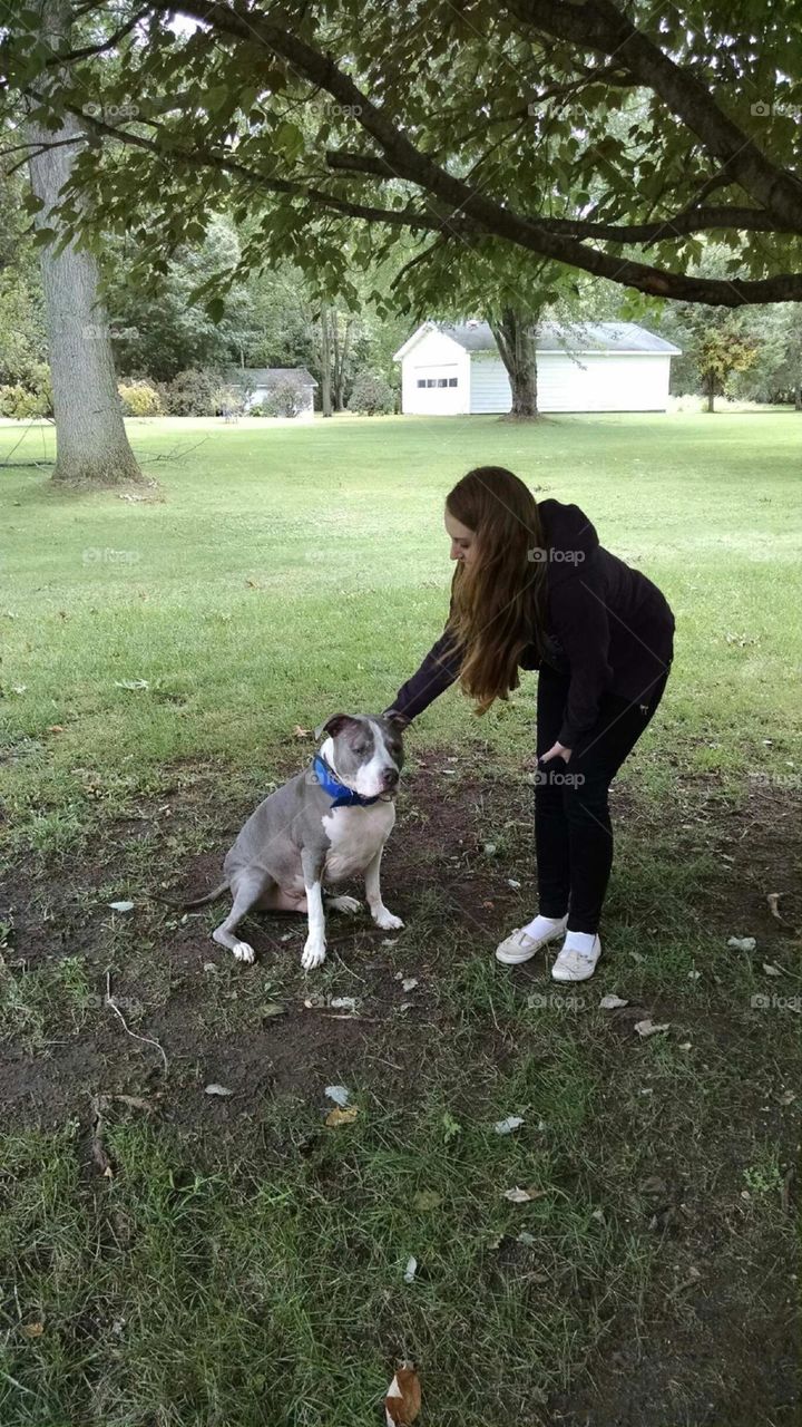 My puppy and I in the yard 