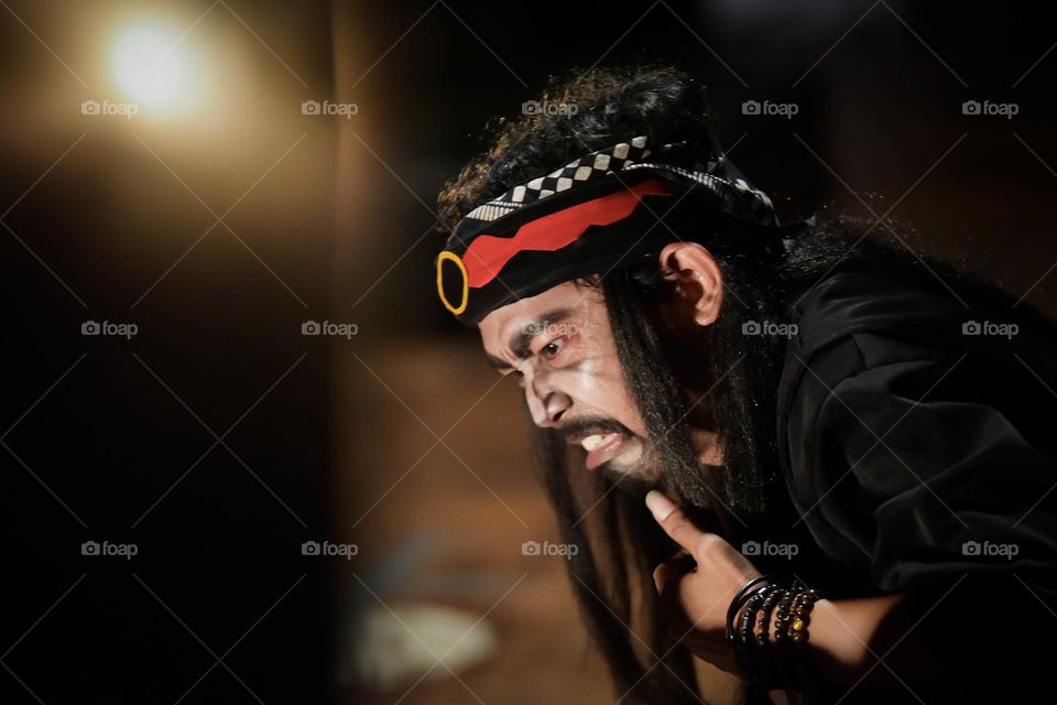 The expression of an actor in a theatrical performance