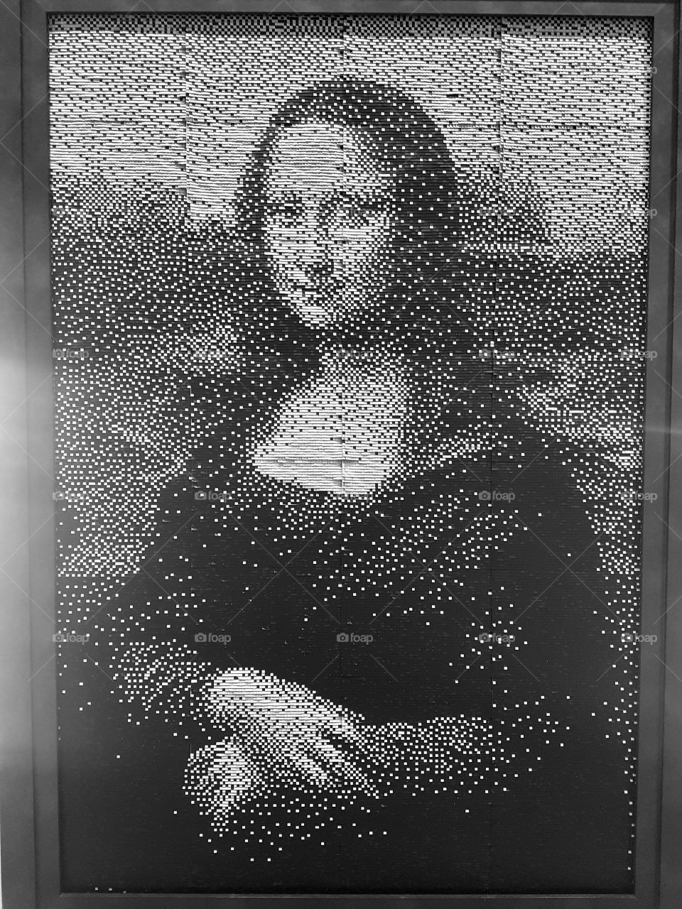 Portait of Mona Lisa by Leonardo Da Vinci made out of subway tickets