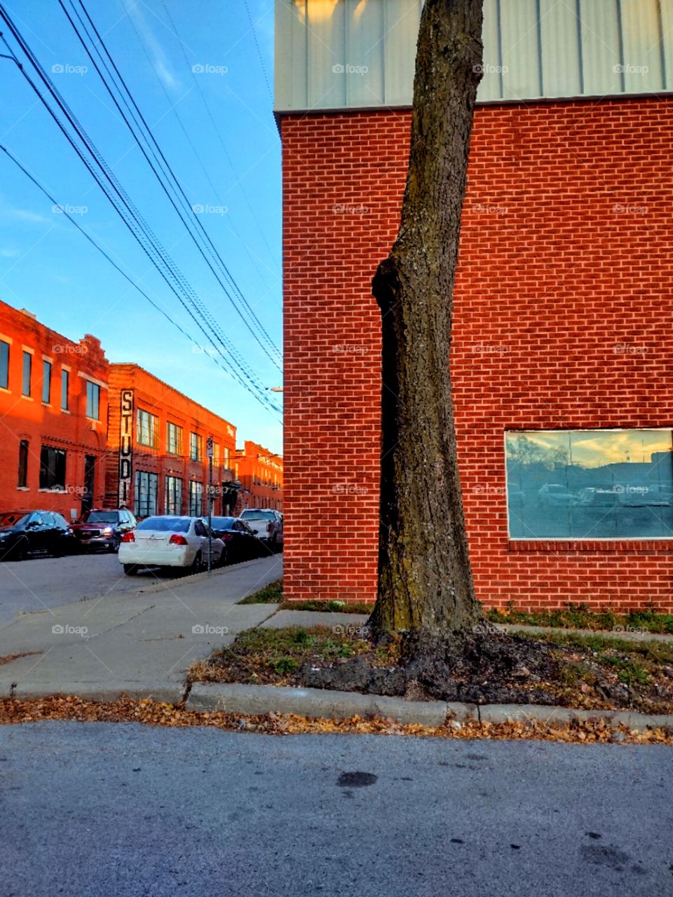 Unfiltered, beautiful street with brick buldings