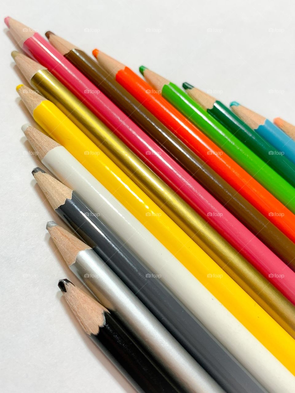 Color drawing pencils - white background.