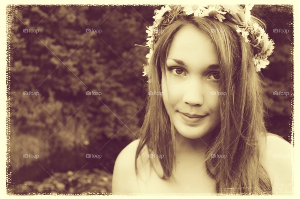 Girl with floral wreath