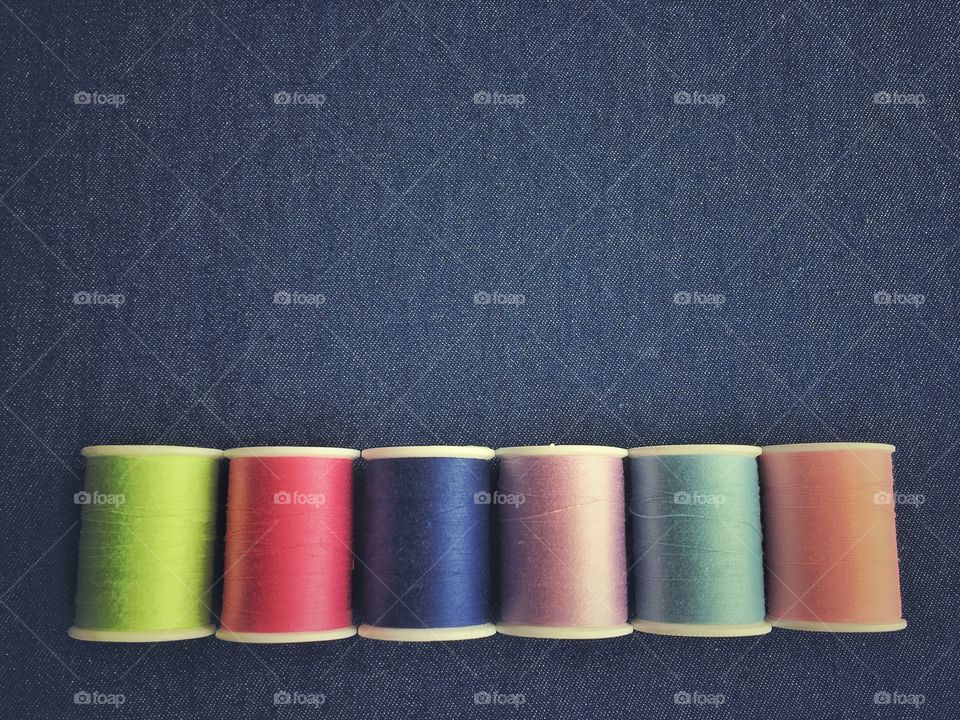Colorful thread spools