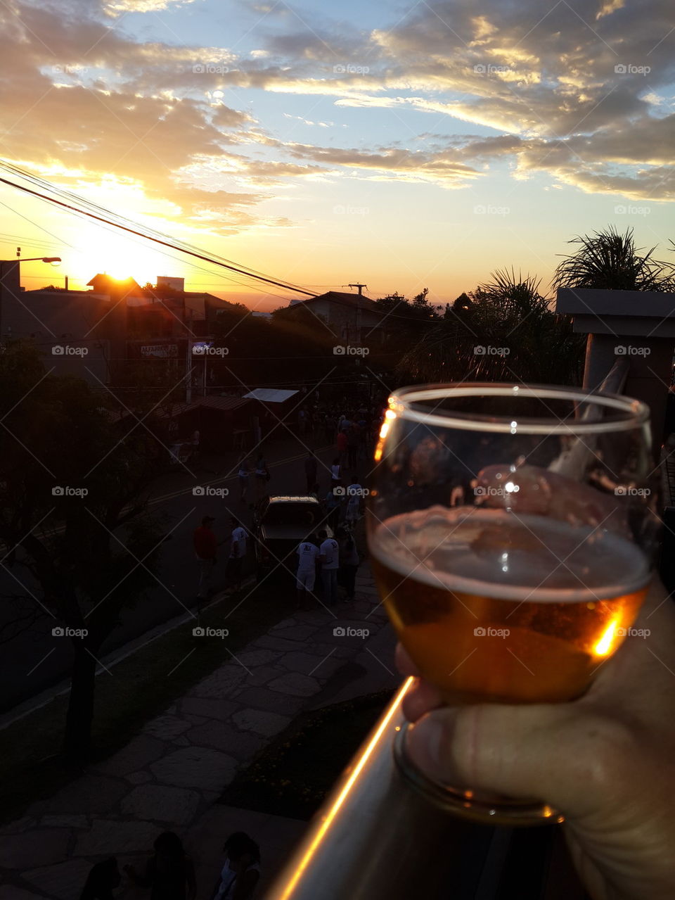 sunset and beer