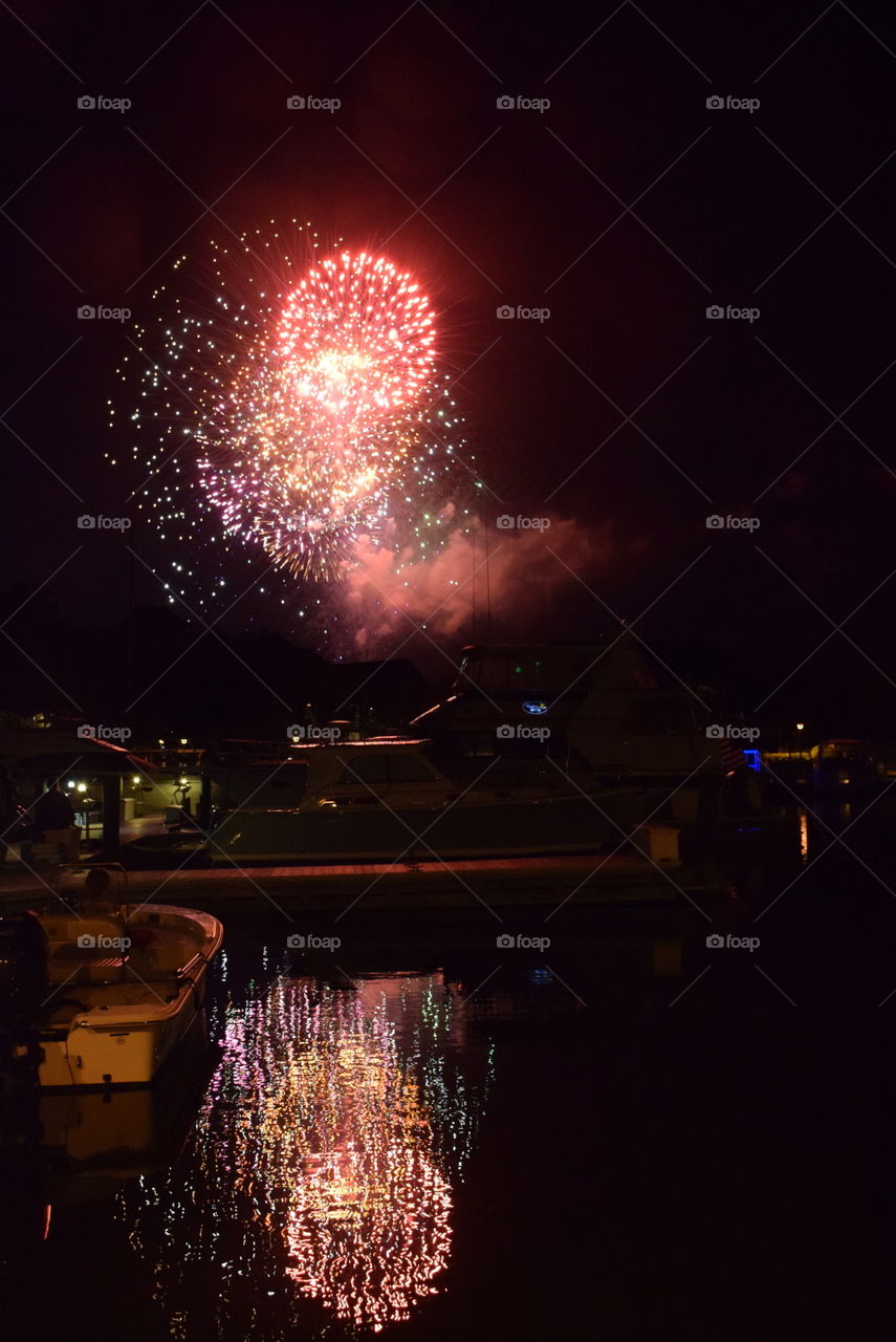 Fireworks reflection