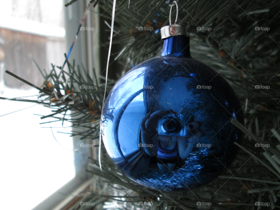 winter blue tree ornament by ashley77