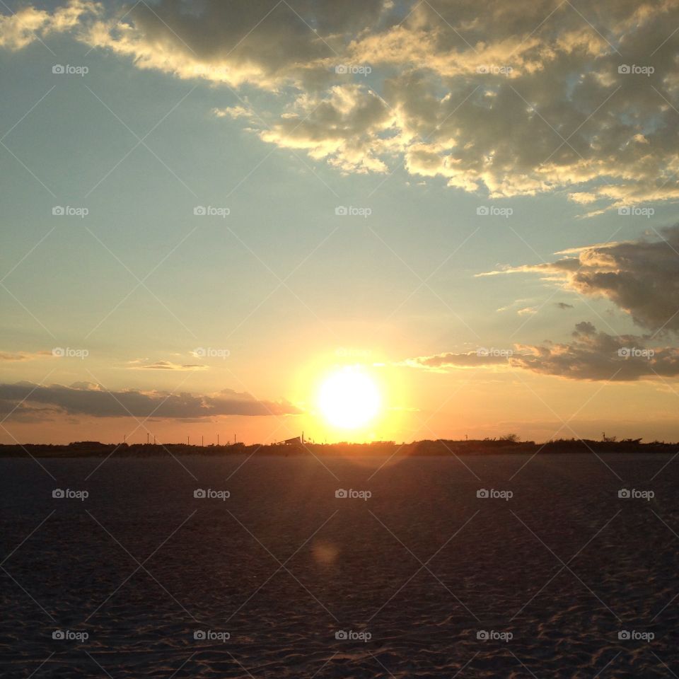 Sunset at Long Island beach