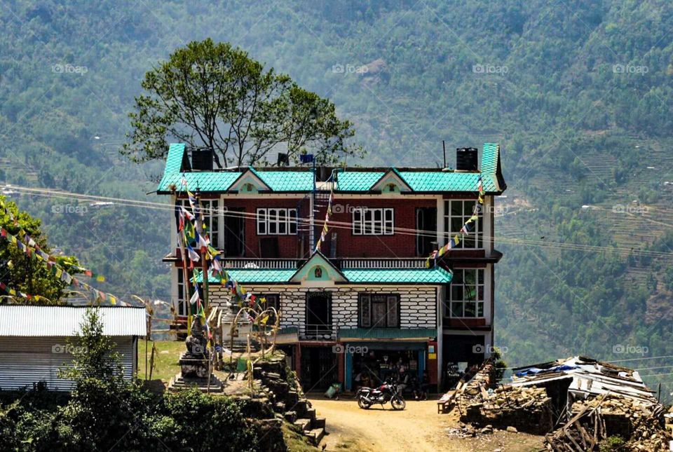 Big Nepalese house up in the mountains