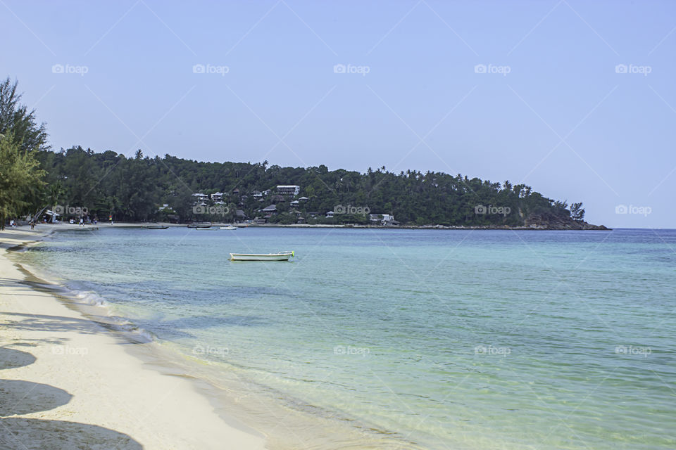 Fishing boats parked on the Beach at Haad salad , koh Phangan, Surat Thani in Thailand.