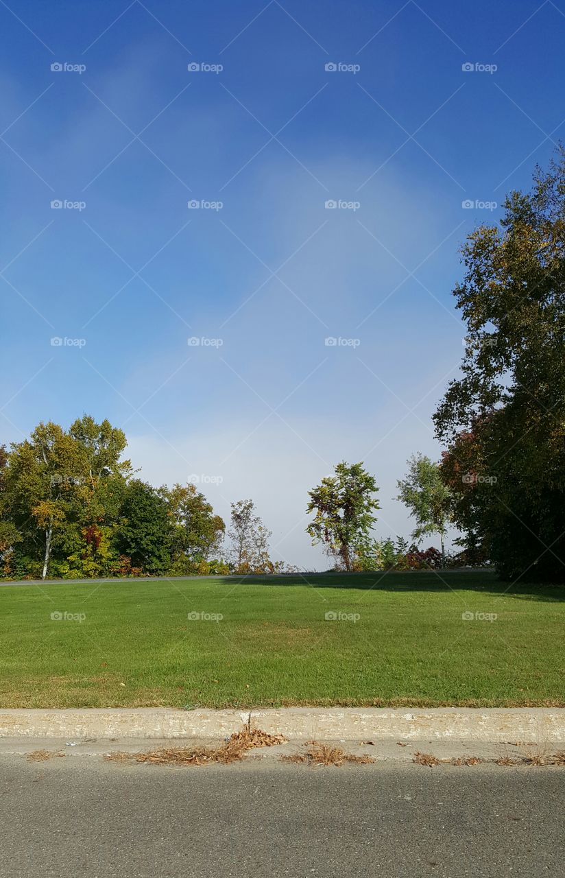 fog on water in autumn
