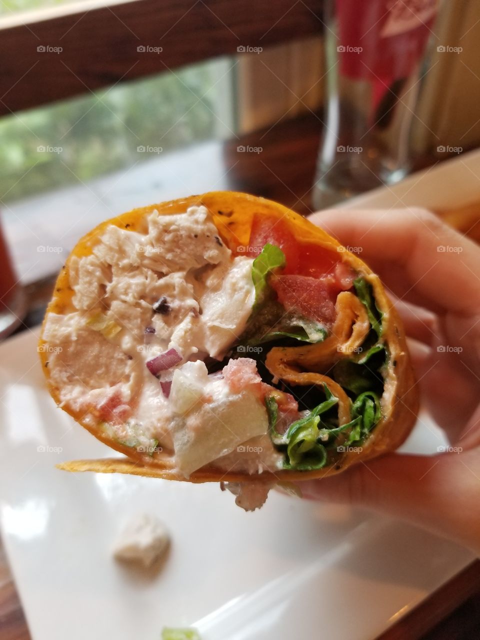 moist and juicy chicken salad wrap
