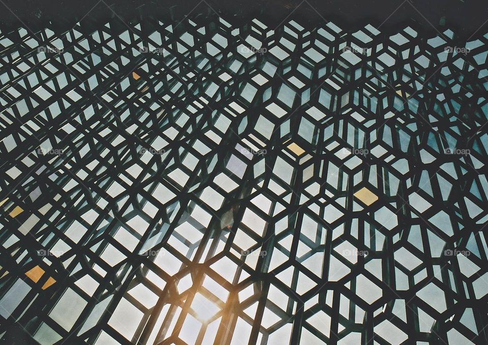 Architectural window wall in Iceland music hall 