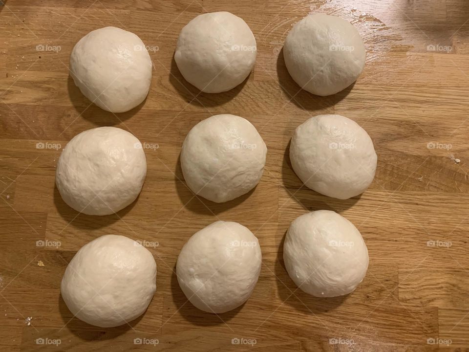 Nine pieces of dough for make  Chala