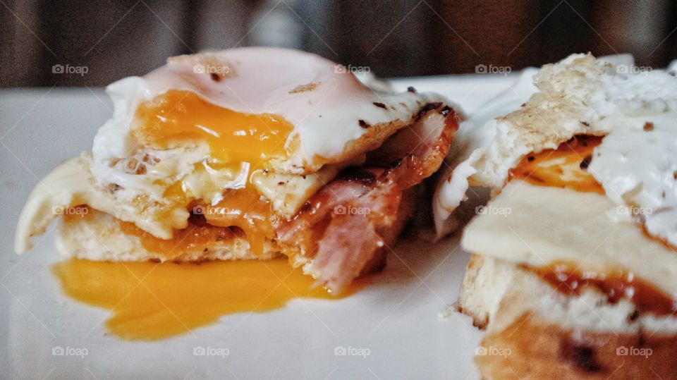 Breakfast with bacon and eggs