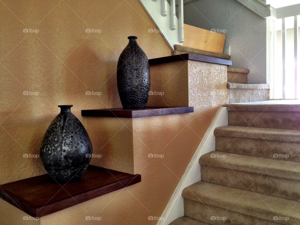 Staircase with decoration with vases