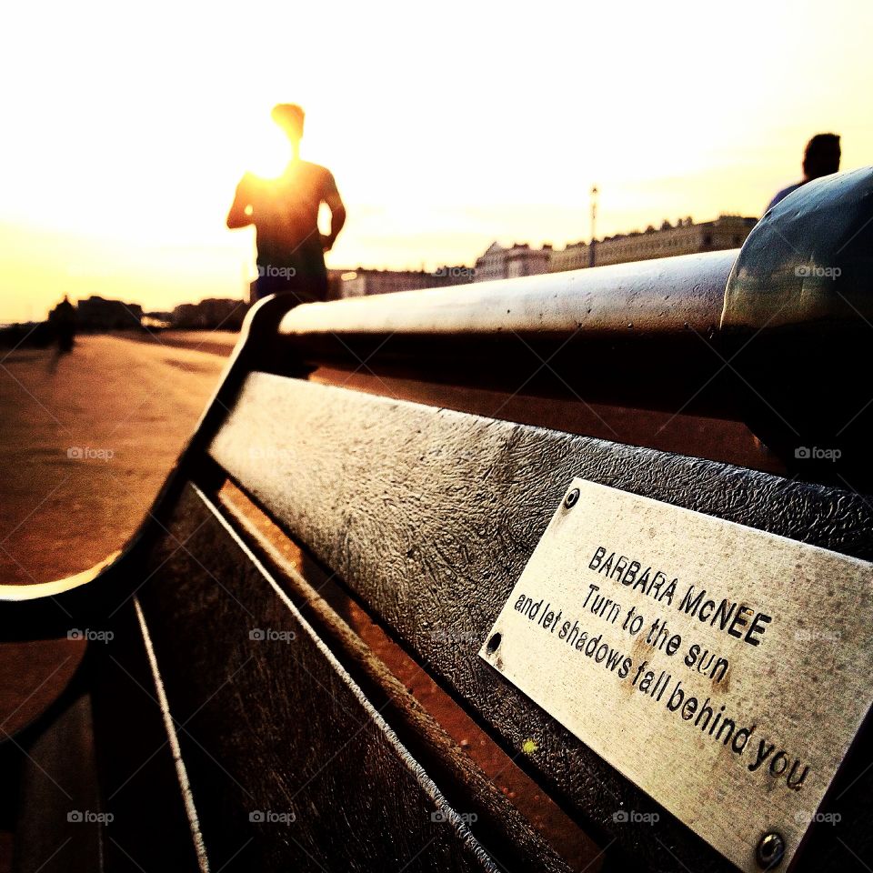 Towards the sun. Turn to the sun and ket the shadows fall behind you. -Barbara Mcnee- A photo I took in Brighton by the sea