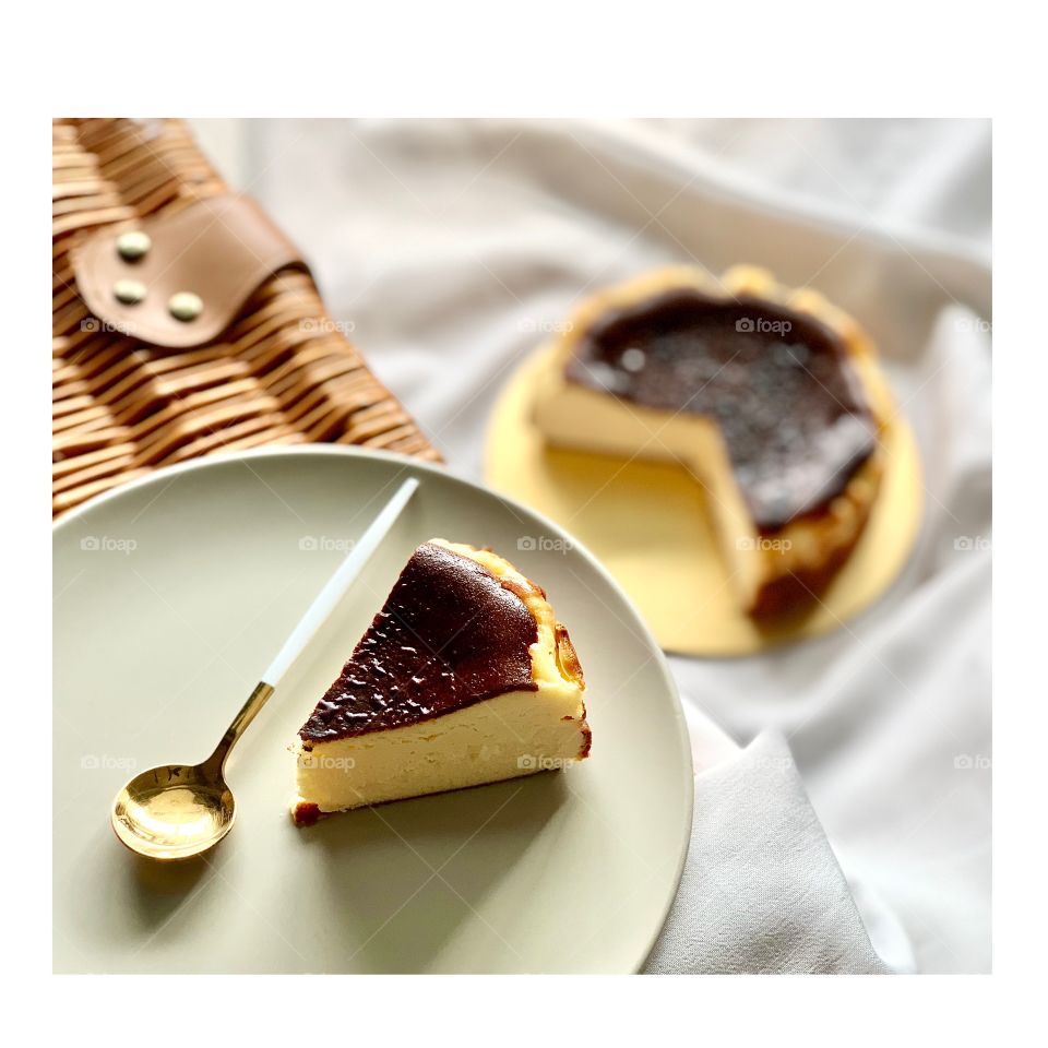 Delicious gooey basque burnt cheesecake on a weekend for the children