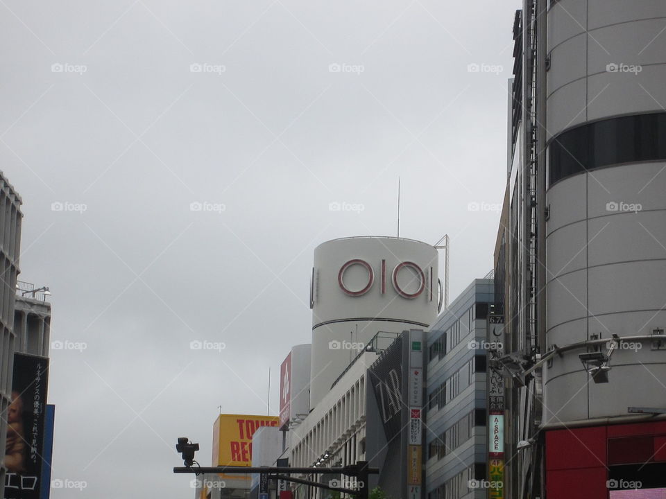 Shibuya, Tokyo, Japan.  0101 Building on a Cloudy Day