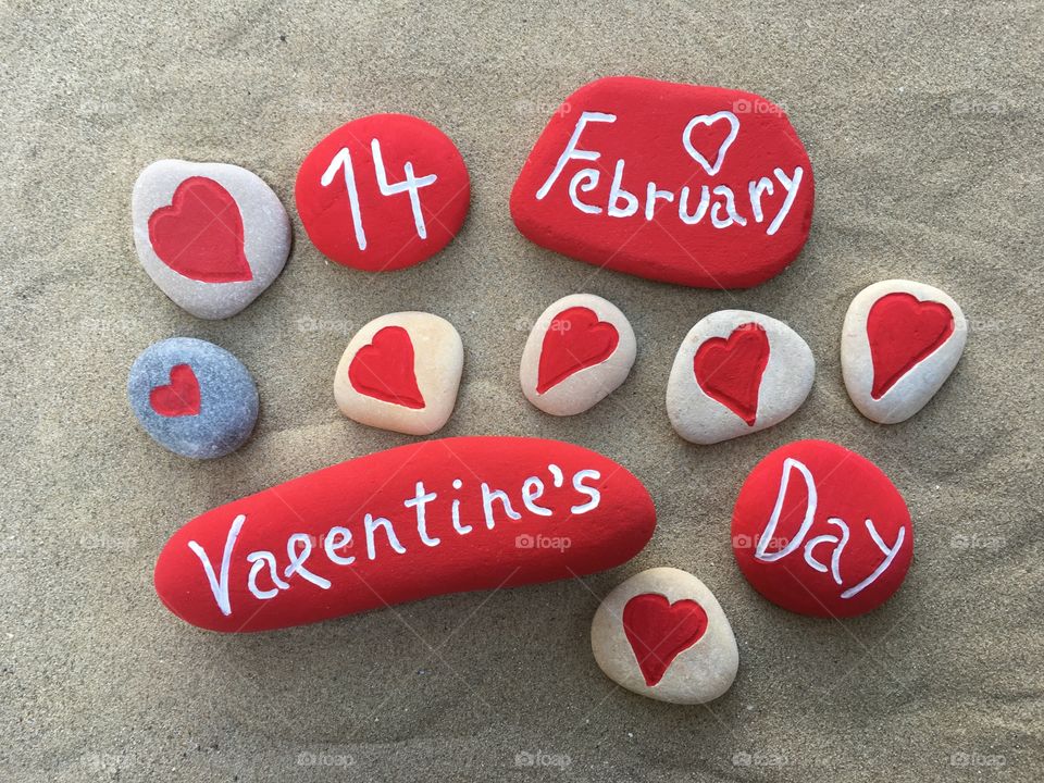 Happy valentine's day text on red stone
