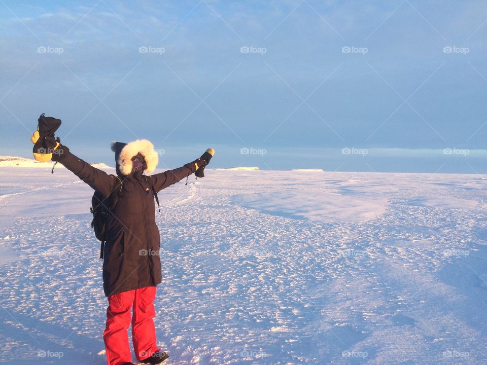Person standing on the Arctic Ocean. 