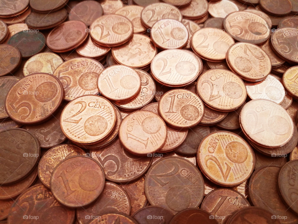 Euro cent coins.