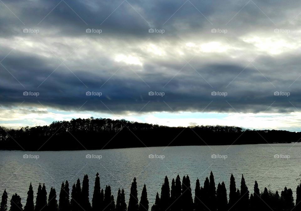 storm clouds over the lake.