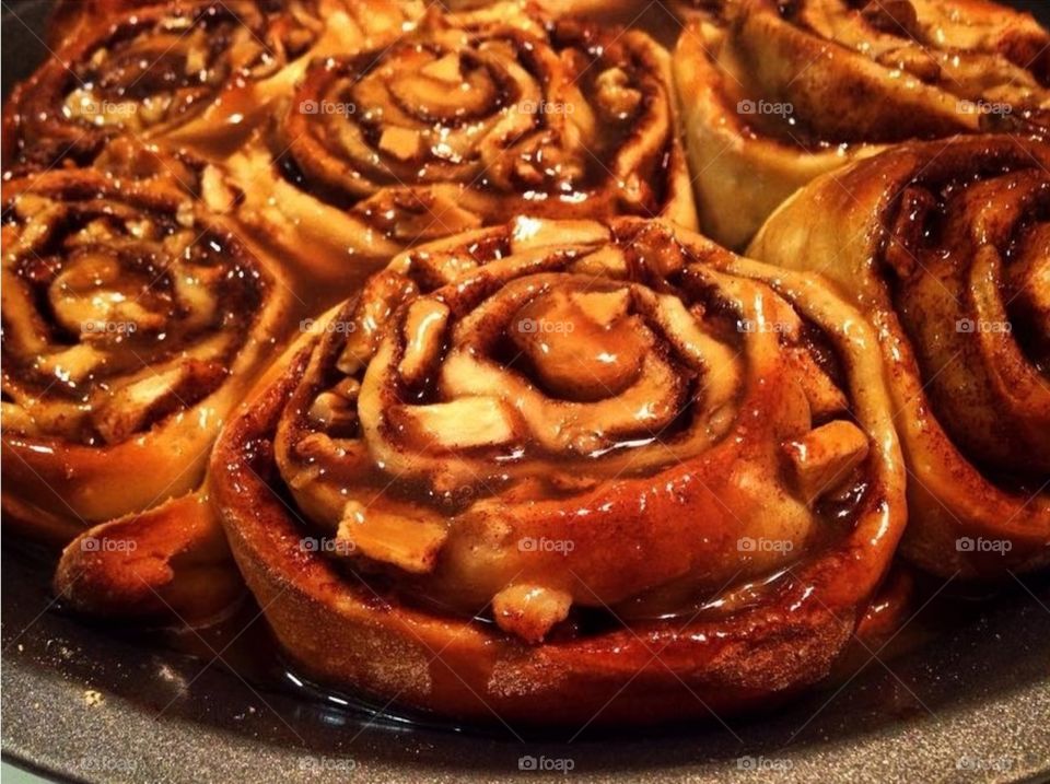 Apple Cinnamon Rolls with Jack Daniel's Whiskey Caramel Sauce, Winter 2016.