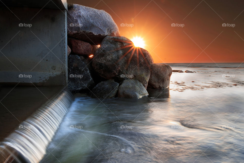 Water, Beach, Sunset, No Person, Sea