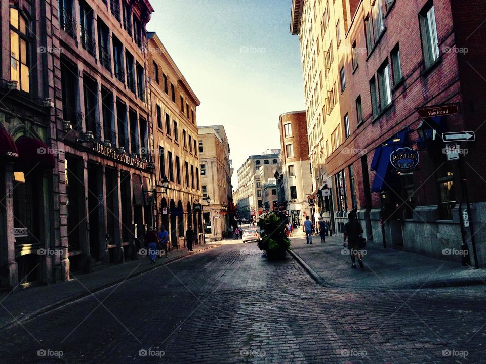 A street in Old Montreal , Quebec 