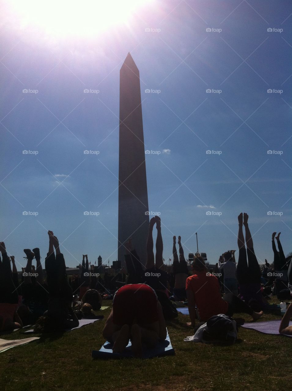 Morning yoga at the Washington monument 