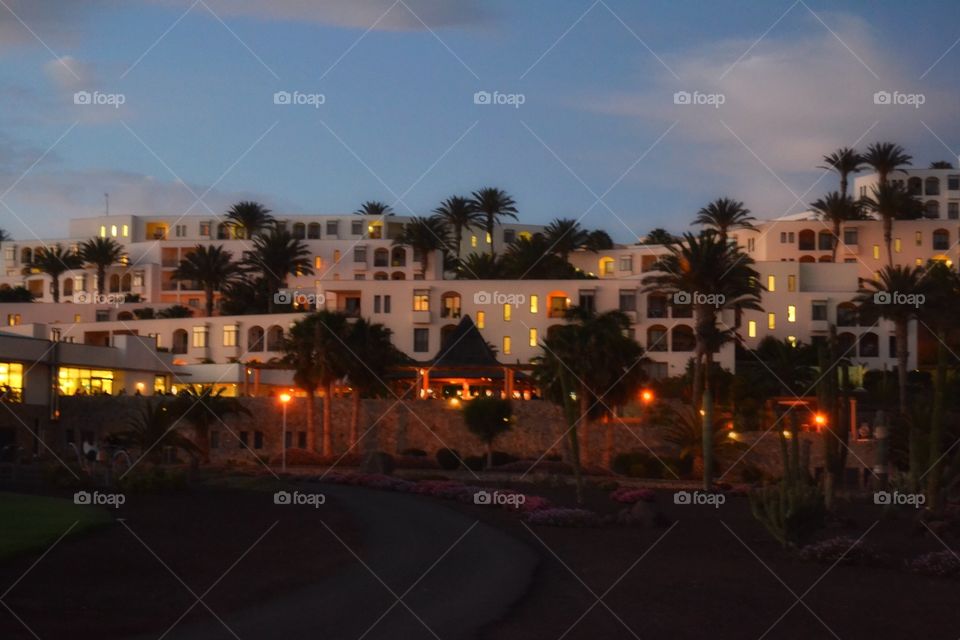 Hotel in evening light