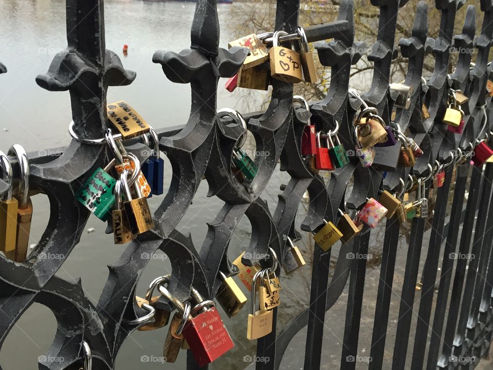 Keys on a bridge in Prague. St. Charles Bridge, Prague Czech Republic