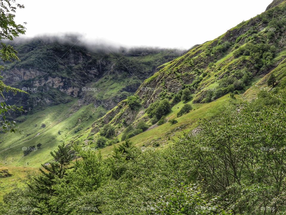 Cloudy valley in the Pyrenees