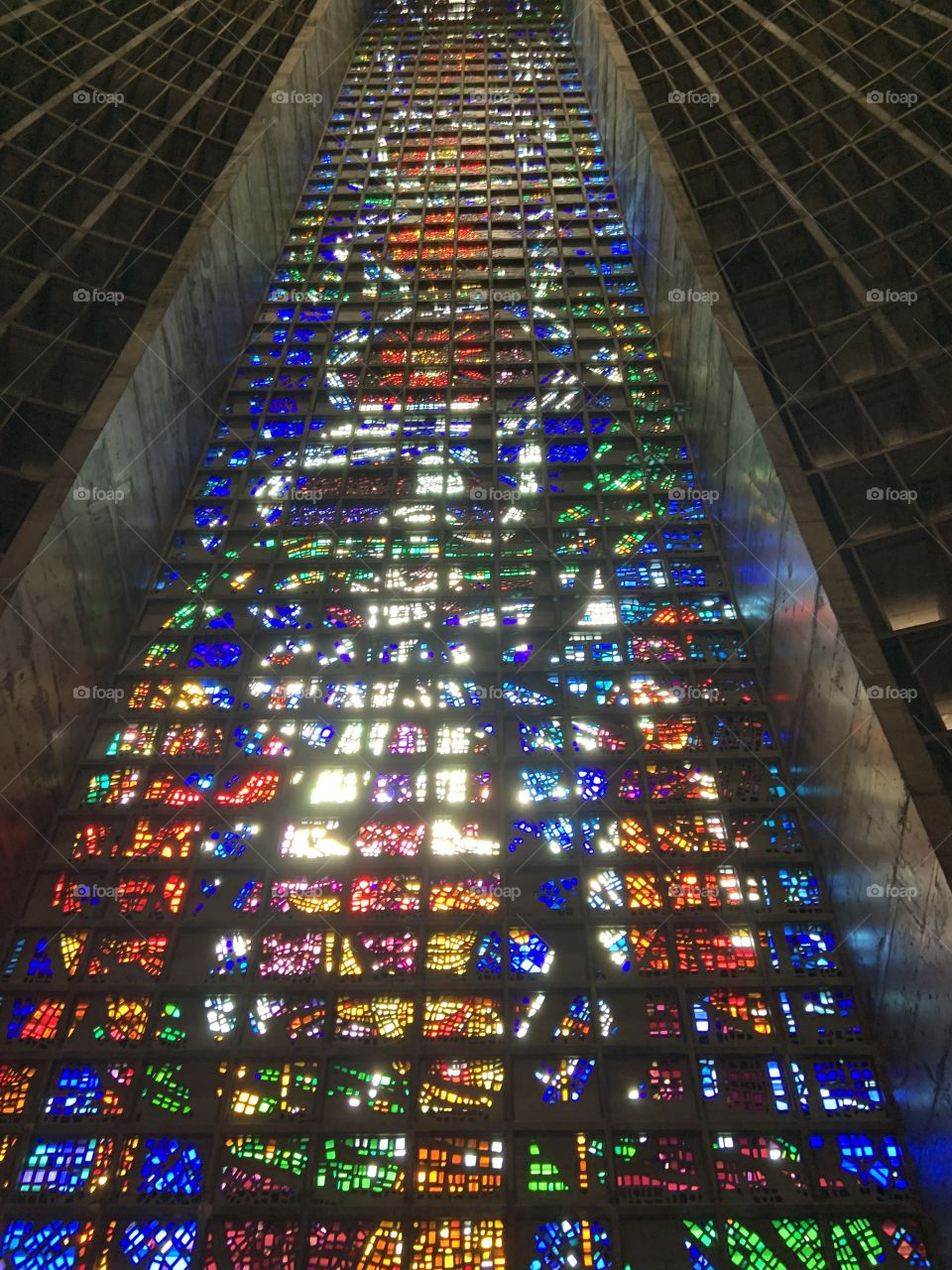 Interior design glass mosaic in the church. Rio de Janeiro Brazil 