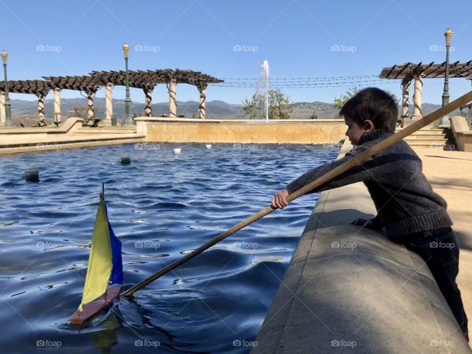 Toy boat on water