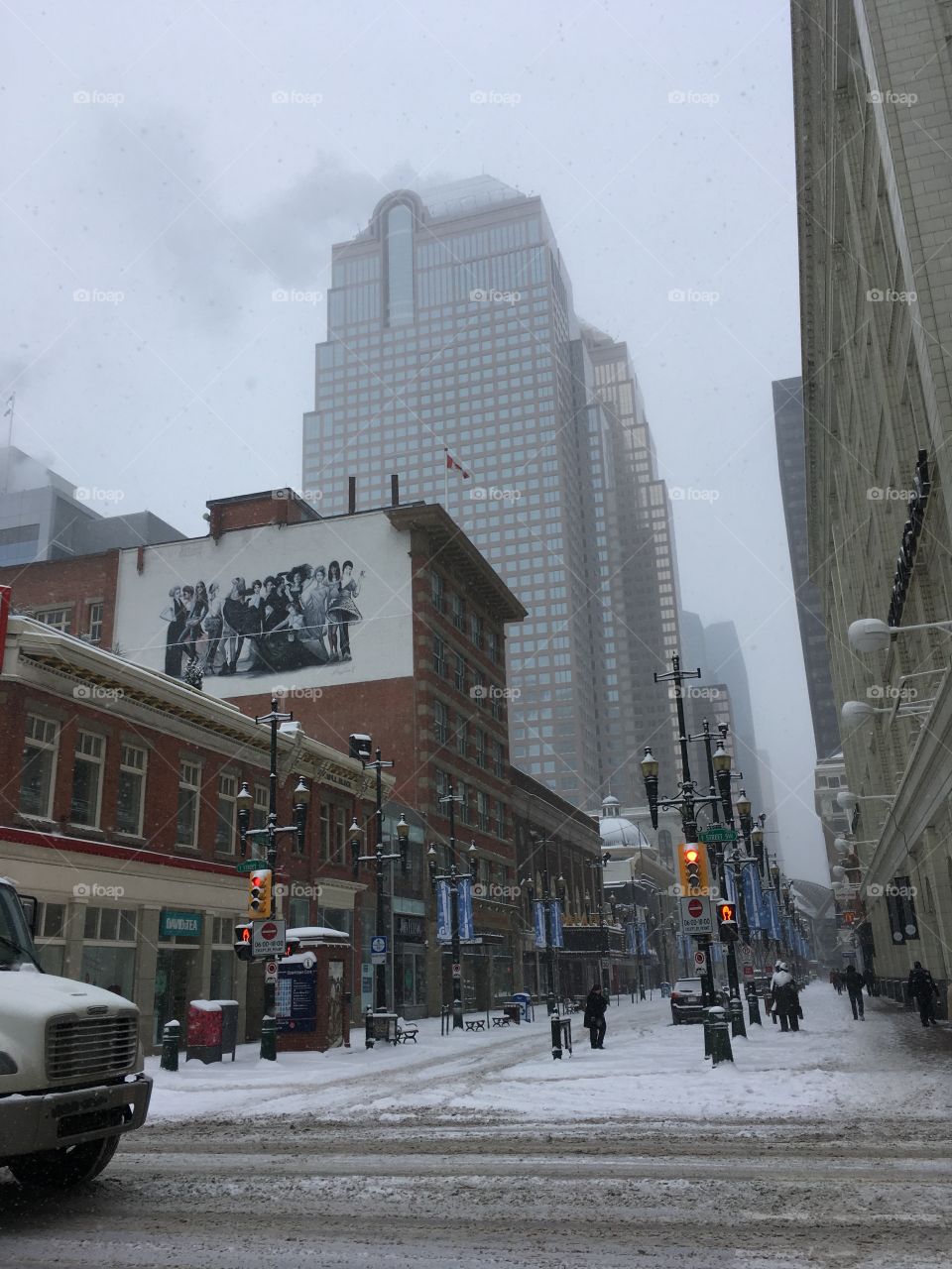 Snowy day downtown Calgary 