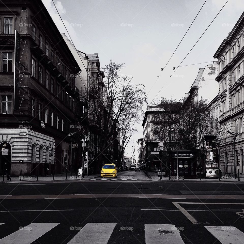 Yellow cab in Budapest 