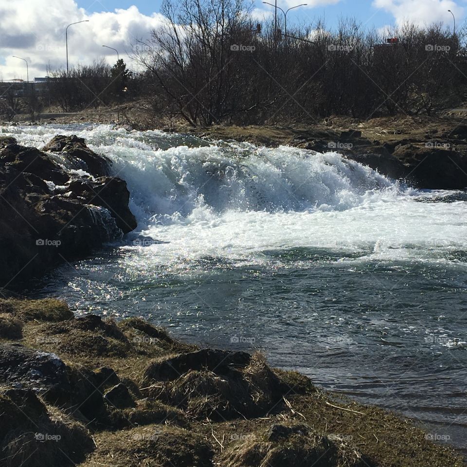 Water fall in Elliðaárdalur park 