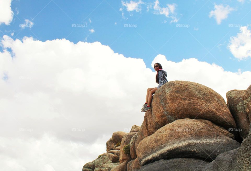 bottom to top; top of the rock, I am on the top of the rock!