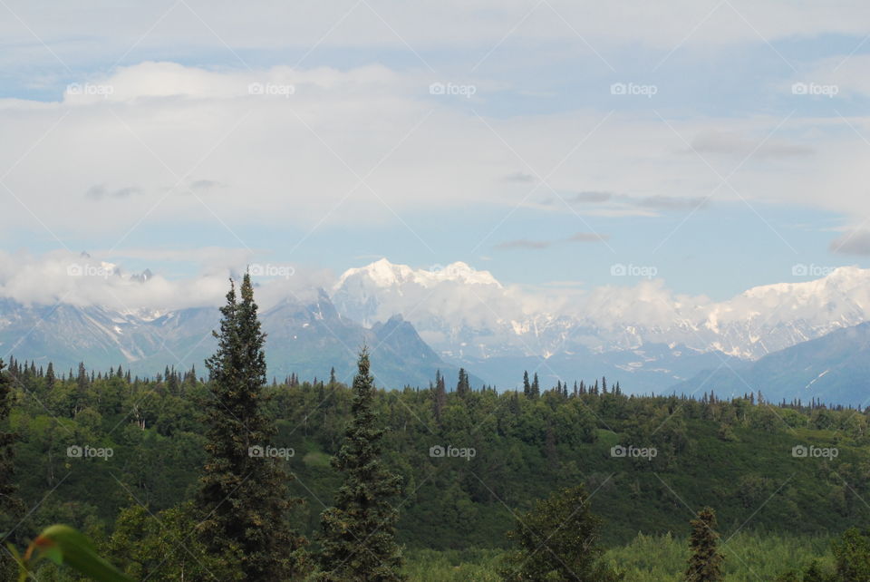 Denali and surrounding mountains