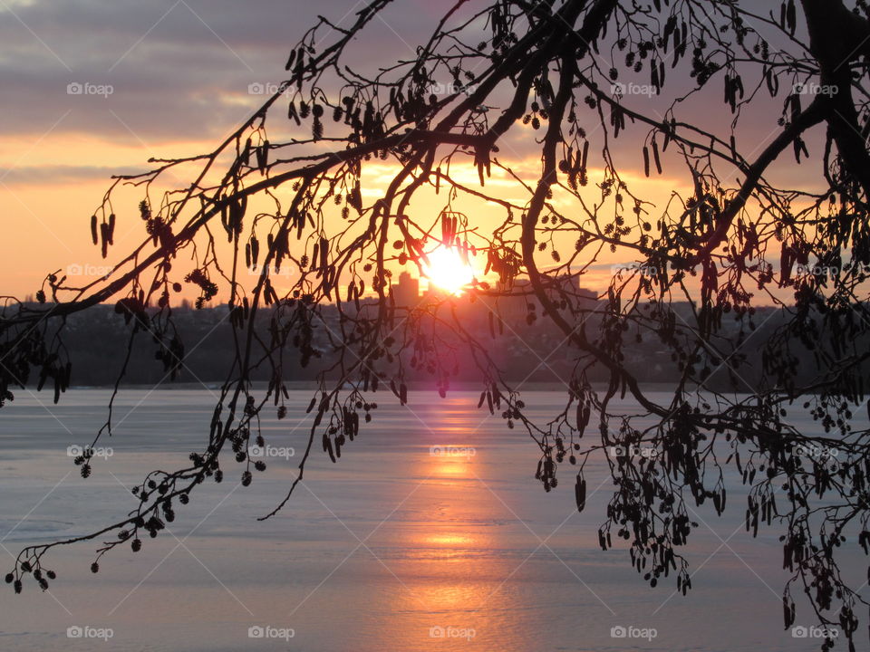sunset 02.22.2020 in the city of Voronezh