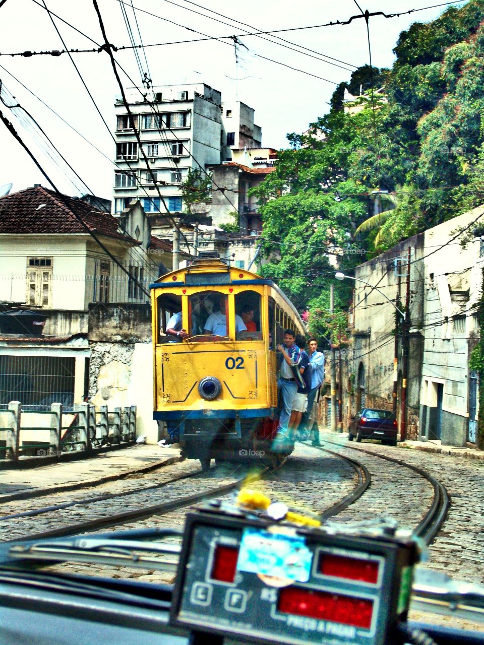 old tram. tram rail in rio de janeiro