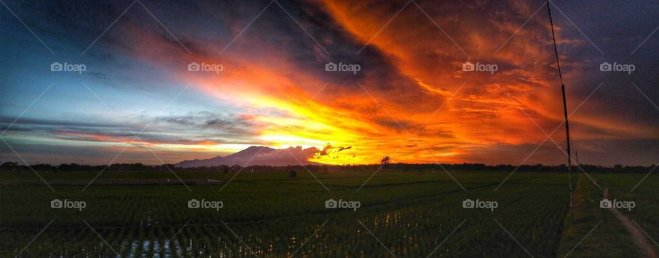 Amazing Sunset Color. East Java, Indonesia