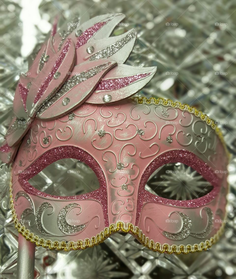 pink Mardi Gras mask