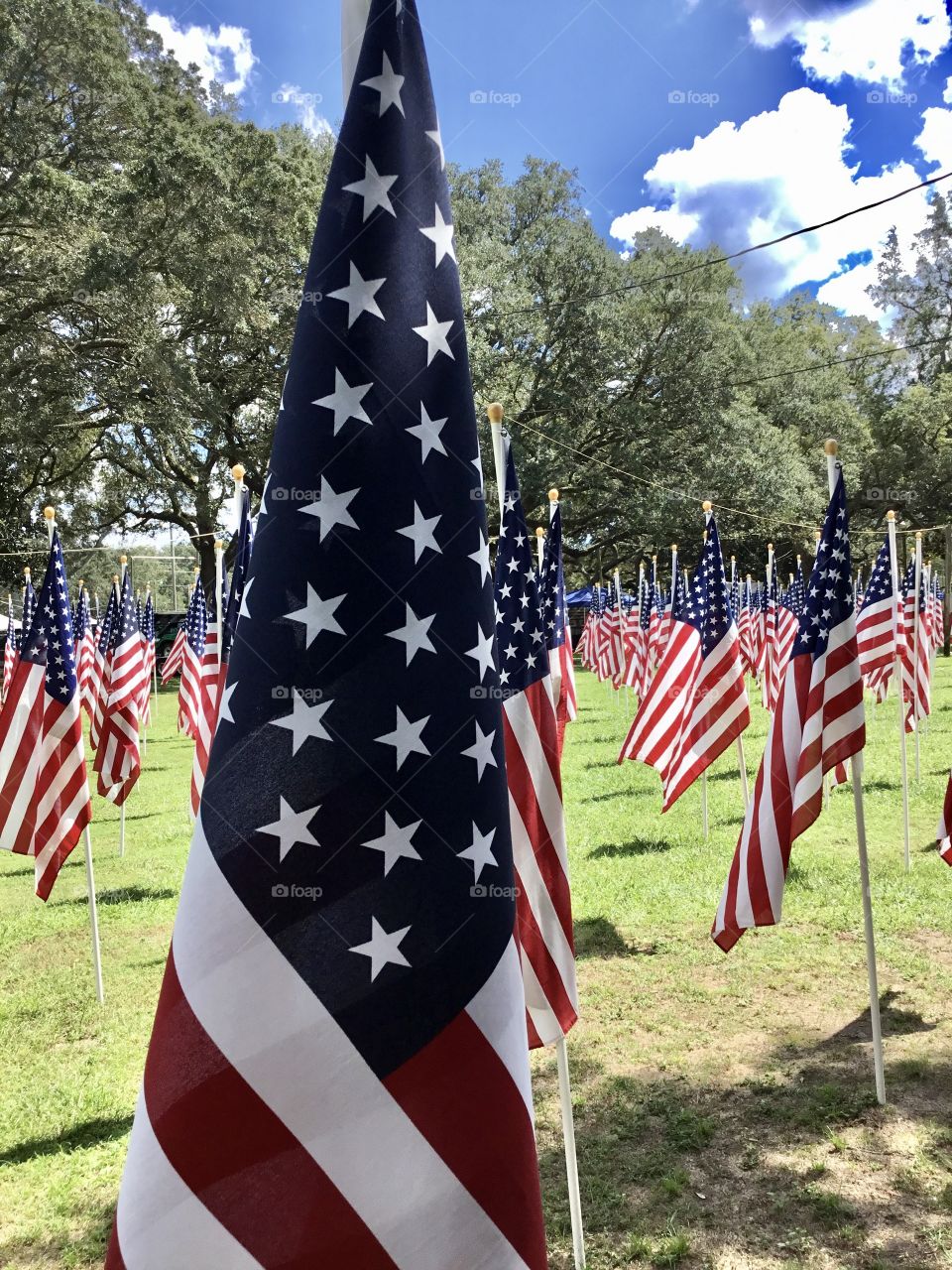 American Flag by Foap Missions - United States of America Flag Colors - White signifies purity and innocence, Red, valor and bravery, and Blue (the broad band above the stripes) signifies vigilance, perseverance & justice